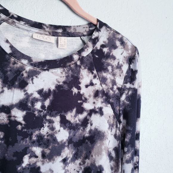 Logo Gray and Black Tie Dye Long Sleeve Tunic with Pockets - Picture 5 of 7